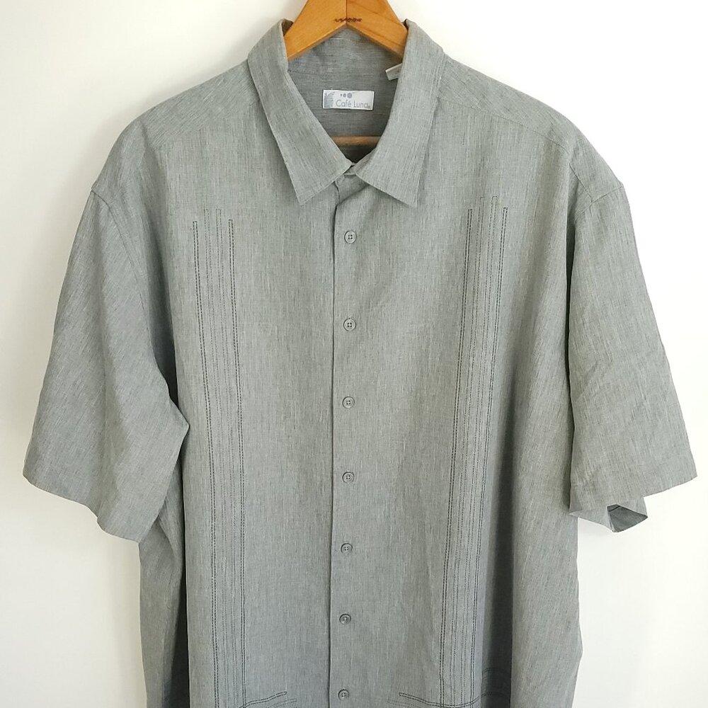 Cafe Luna Shirt Men's 2XL Short Sleeve Button Front Gray